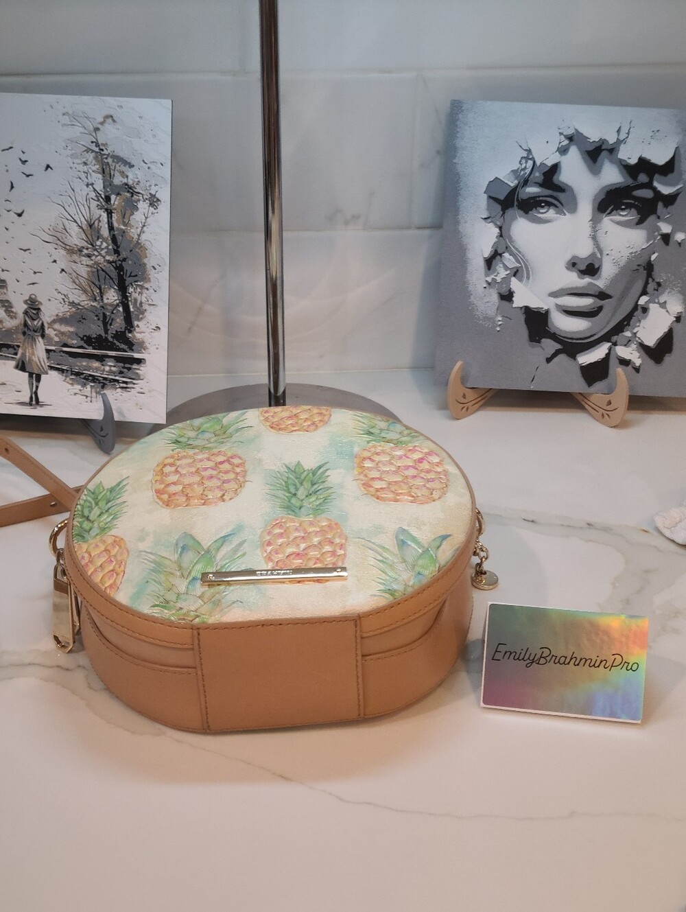 Brahmin Lane Multi Pompano Pineapple Round Crossbody Bag EUC - Picture 9 of 14